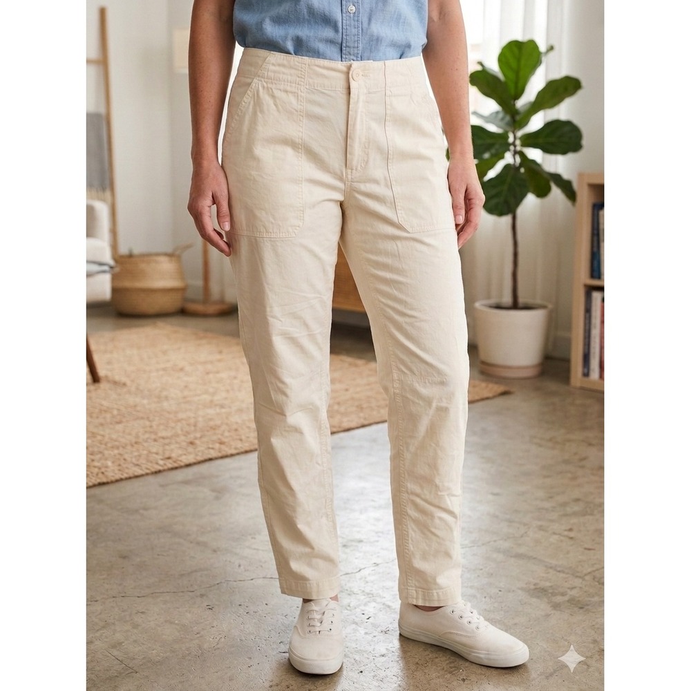 Rag & Bone Leyton Workwear Pant Ivory Peached Cotton Utility Trousers US 6